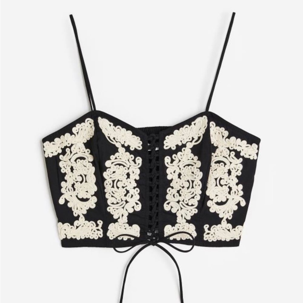 ISO H&M Drawstring Embroidered Top